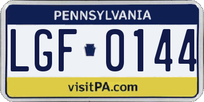 PA license plate LGF0144