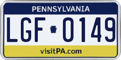PA license plate LGF0149