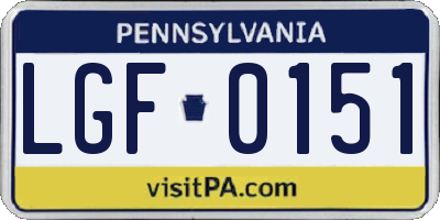 PA license plate LGF0151