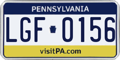 PA license plate LGF0156