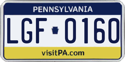 PA license plate LGF0160