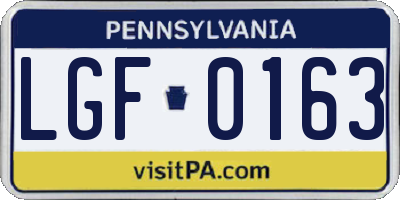 PA license plate LGF0163