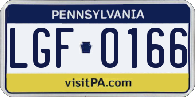 PA license plate LGF0166