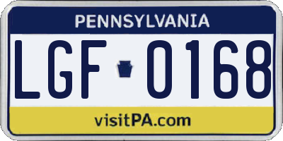 PA license plate LGF0168