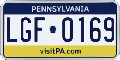 PA license plate LGF0169
