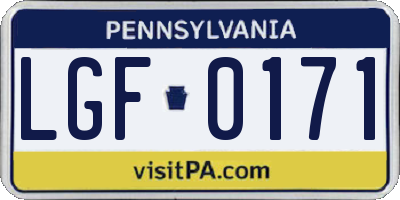 PA license plate LGF0171