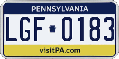 PA license plate LGF0183