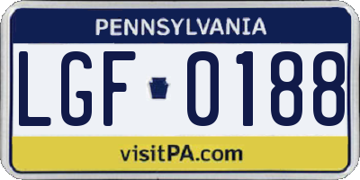 PA license plate LGF0188
