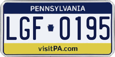 PA license plate LGF0195