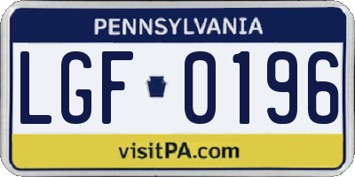 PA license plate LGF0196