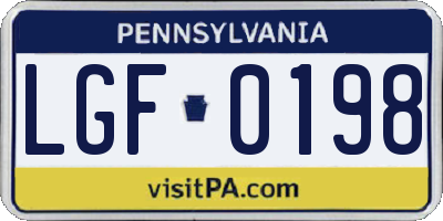 PA license plate LGF0198