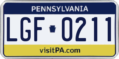 PA license plate LGF0211