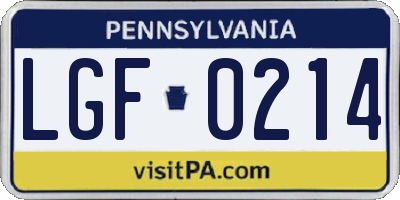 PA license plate LGF0214
