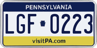 PA license plate LGF0223