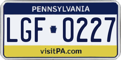 PA license plate LGF0227