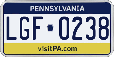 PA license plate LGF0238