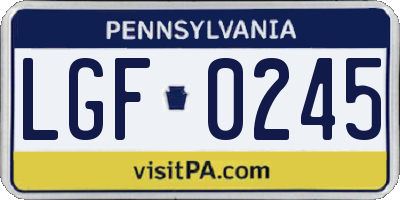 PA license plate LGF0245