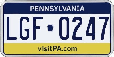 PA license plate LGF0247