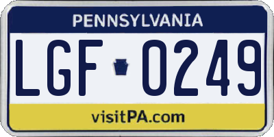 PA license plate LGF0249