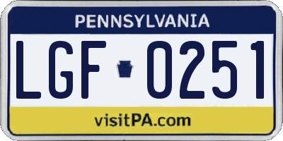 PA license plate LGF0251