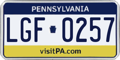 PA license plate LGF0257