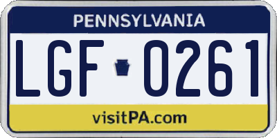 PA license plate LGF0261