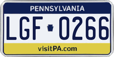 PA license plate LGF0266