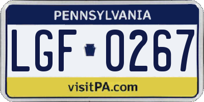 PA license plate LGF0267