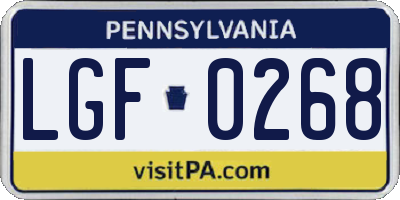PA license plate LGF0268