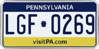PA license plate LGF0269