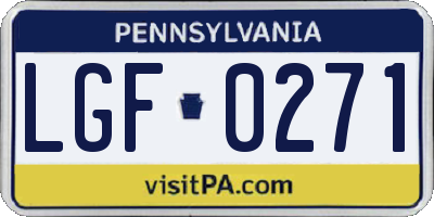 PA license plate LGF0271