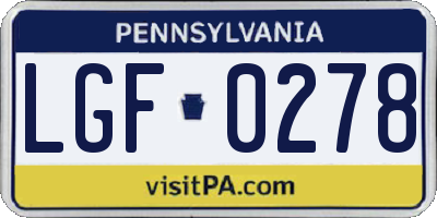 PA license plate LGF0278