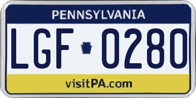 PA license plate LGF0280