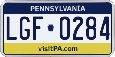 PA license plate LGF0284