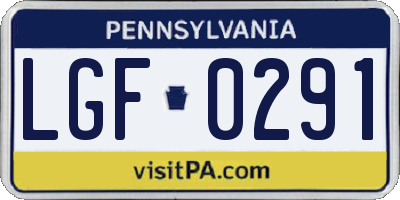 PA license plate LGF0291