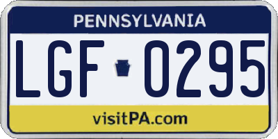 PA license plate LGF0295