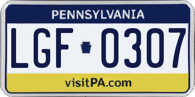 PA license plate LGF0307