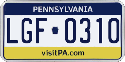 PA license plate LGF0310
