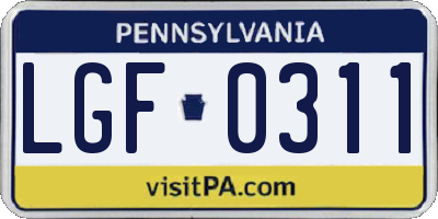 PA license plate LGF0311