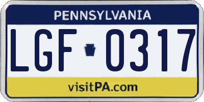 PA license plate LGF0317