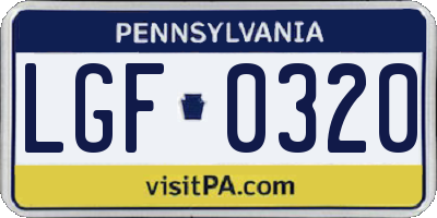PA license plate LGF0320