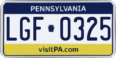 PA license plate LGF0325