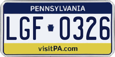 PA license plate LGF0326