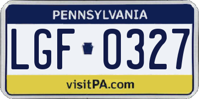 PA license plate LGF0327