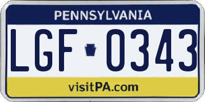 PA license plate LGF0343