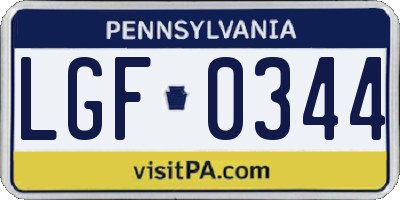 PA license plate LGF0344