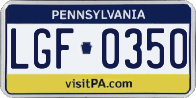 PA license plate LGF0350