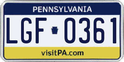 PA license plate LGF0361