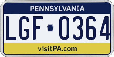 PA license plate LGF0364