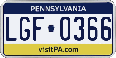 PA license plate LGF0366